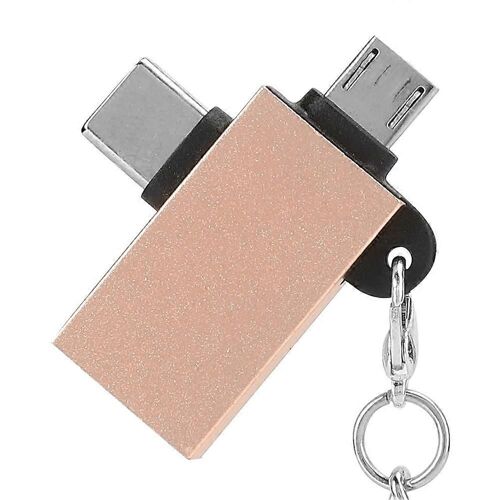 Adaptateur OTG USB 2PCS 2 en 1 avec interface USB 3.0 Convertisseur d'adaptateur USB vers Type C pour Android (or avec chaîne)
