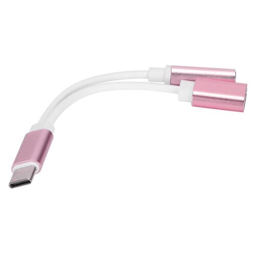 2 en 1 TypeC vers 3,5 mm Aux Audio Câble Adaptateur Connecteur Séparateur Casque (Rose)