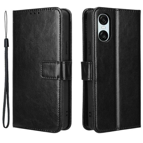 Housse Pour Sony Xperia 10 Vi - Etui Coque Pochette Portefeuille + Film Ecran - Noir
