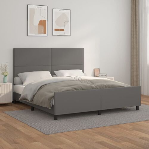 vidaXL Cadre de lit avec tête de lit Gris 160x200 cm Similicuir