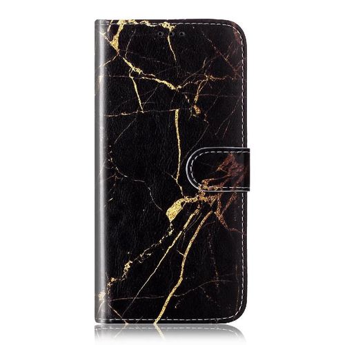 Flip Étui Pour Huawei P10 Portefeuille En Cuir Pu Magnétique Titulaire De Fentes Pour Cartes Motif De Marbre Protection Complète - Noir