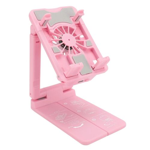 Support de refroidisseur de téléphone portable Ventilateur de radiateur de téléphone portable de bureau réglable en hauteur avec des lumières RVB colorées pour la diffusion en direct de jeux mobiles rose