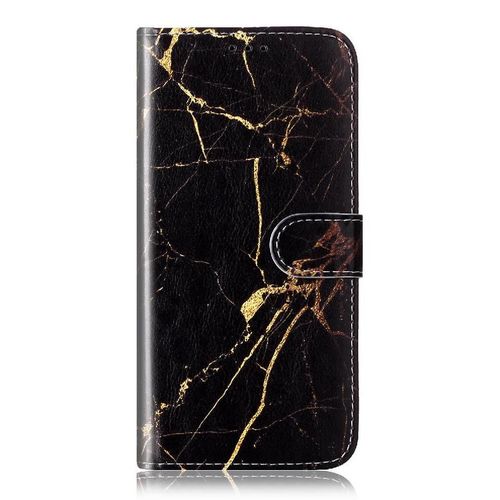 Flip Étui Pour Huawei P10 Portefeuille En Cuir Pu Magnétique Titulaire De Fentes Pour Cartes Motif De Marbre Protection Complète - Noir