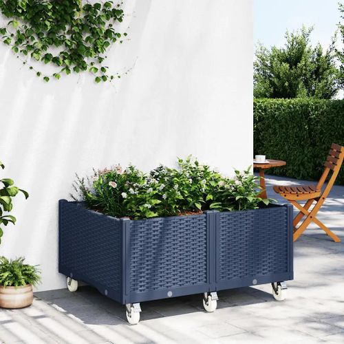 Prolenta Premium - Jardinière À Roulettes Bleu Gris 100x80x54 Cm Pp