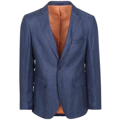 Suitable Veste De Costume De Lin Panama Marine Bleu Bleu Foncé Taille 52