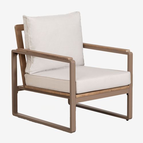 Fauteuil Giselle En Aluminium Et Bois D'acacia Gris Taupe