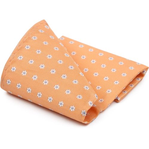 Suitable Pochette De Costume Soie Abricot Print Flower Orange