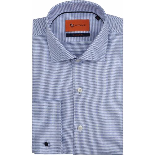 Suitable Chemise Double Manchette Impression Bleu Clair Bleu Taille 40