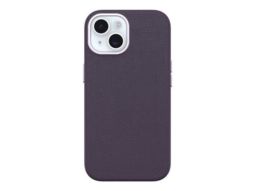 OtterBox Symmetry Series - Coque de protection pour téléphone portable - compatibilité avec MagSafe - cuir de catus, polyuréthane - luxe de prune - pour Apple iPhone 15