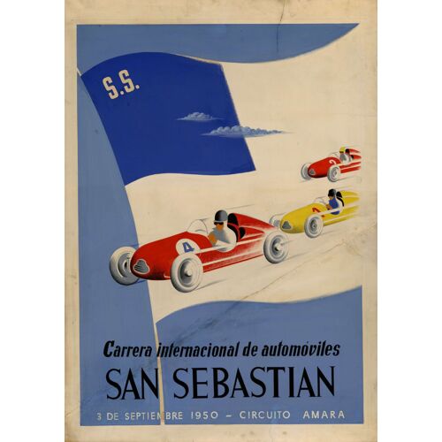 Affiche Course Automobile San Sébastien 1950