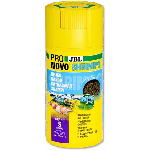 Jbl Pronovo Shrimps Grano Aliment De Base Pour Poissons Crevettes De 1-20 Cm Granulés Pour Poissons Doseur Clic Taille S 250 Ml
