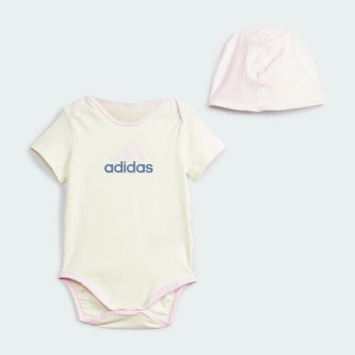 Ensemble À Offrir Body Et Bonnet Essentials Big Logo Enfants Adidas - Ivory / Clear Pink - 9-12m