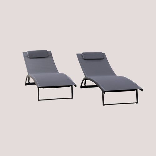 Lot De 2 Transats Inclinables En Aluminium Dulem Gris Graphite