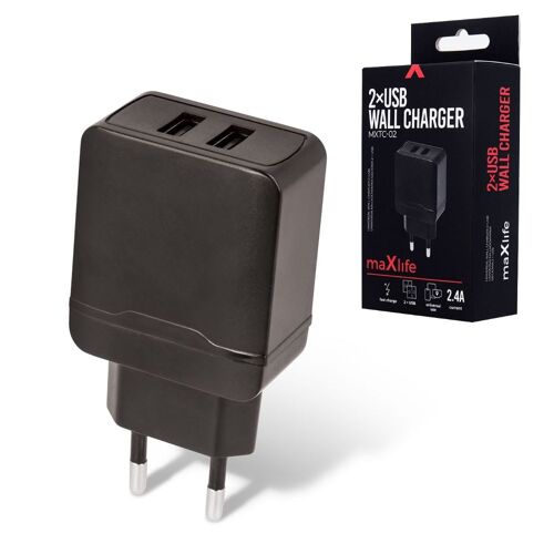Chargeur Secteur 2 Usb 2a Noir Pour Apple - Asus - Blackberry - Crosscall - Fairphone - Google - Htc - Huawei - Nokia - Onep... Et +
