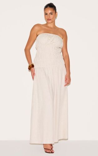 Plus Robe Bustier Longue Non Colorée À Partie Froncée, Non Coloré