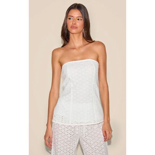 Top Bustier Brodé Blanc, Blanc