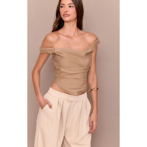 Top Corset Gris Champignon Froncé, Gris Champignon