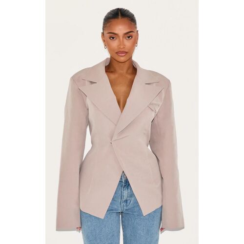 Shape Blazer De Tailleur Taupe À Taille Croisée Asymétrique Et Ajustable, Taupe