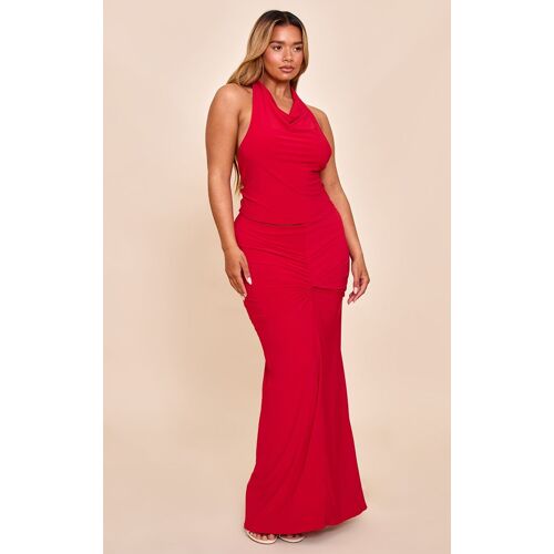 Shape Jupe Longue Rouge Froncée Sur Le Côté À Taille Mi-Haute, Rouge