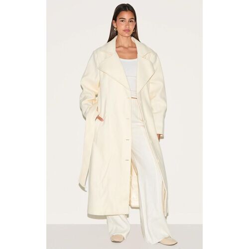 Manteau Trench Ample En Effet Laine Écrue, Ecru