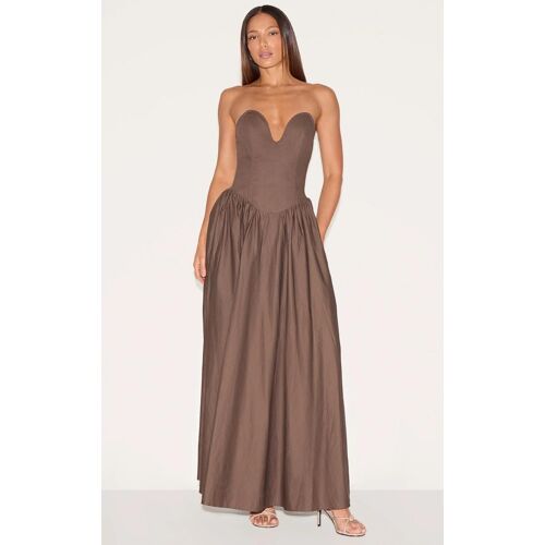 Tall Robe Bustier Longue Fluide Tissée Gris Champignon, Gris Champignon
