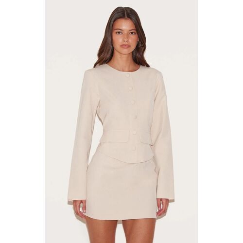 Mini Robe De Tailleur Tissée Amande À Détail Boutons, Amande