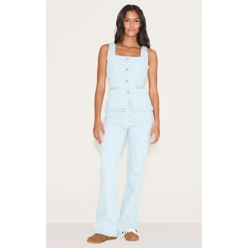 Jean Droit Bleu Clair Taille Mi-Haute, Bleu Clair