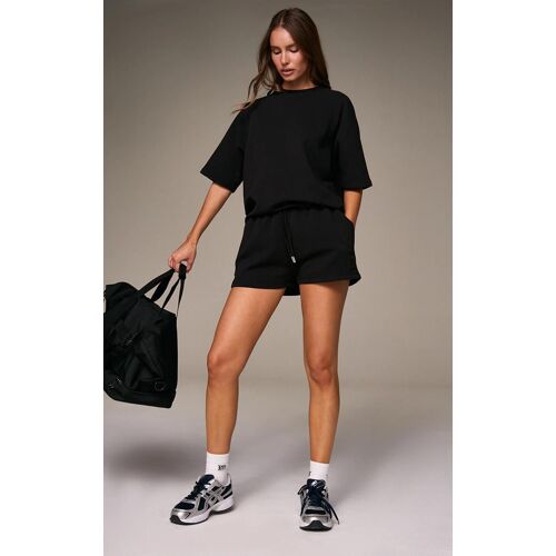 Short Doublé Noir À Logo Brodé, Noir