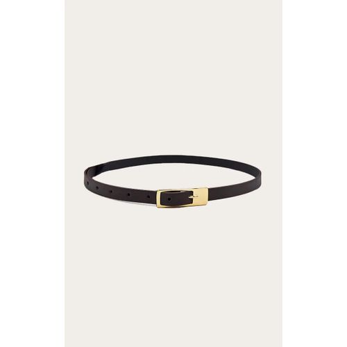 Ceinture Fine En Pu Chocolat À Boucle Carrée, Chocolat