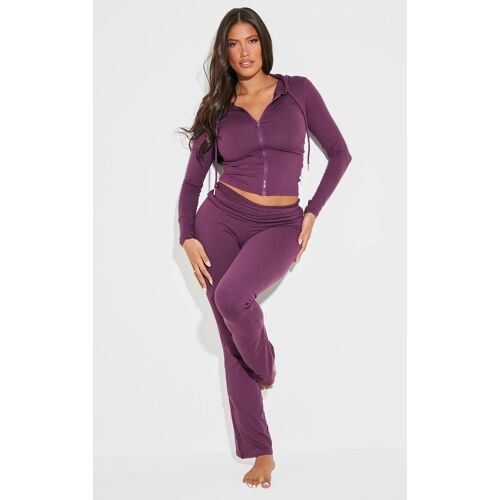 Shape Pantalon Flare Sculpté Prune À Taille Repliée, Prune