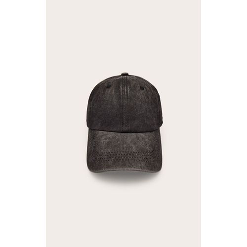 Casquette En Jean Noir Délavé, Noir