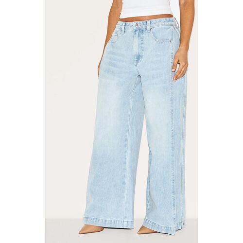 Petite Jean Large Bleu Clair Plissé Sur Les Côtés, Bleu Clair