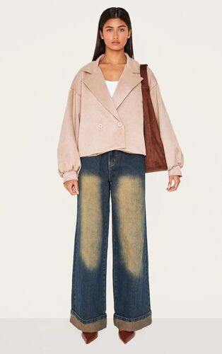 Trench En Suédine Gris Pierre À Manches Ballon, Gris Pierre