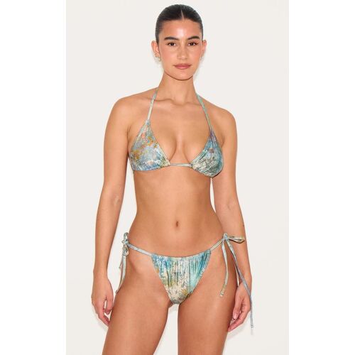 Haut De Maillot De Bain Triangle Vert Imprimé Tâcheté, Vert
