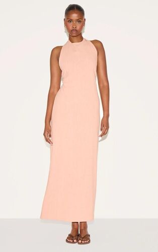 Robe Longue Texturée Pêche À Dos Rond, Pêche