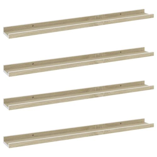 Vidaxl Étagères Murales 4 Pcs Blanc Et Chêne Sonoma 80x9x3 Cm
