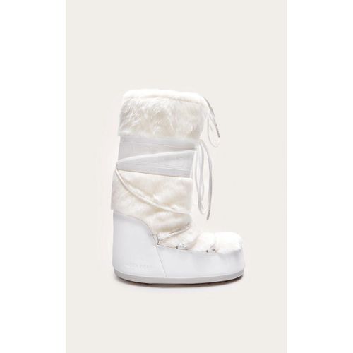 Moon Boot Bottes Icon Blanches En Fausse Fourrure Blanc