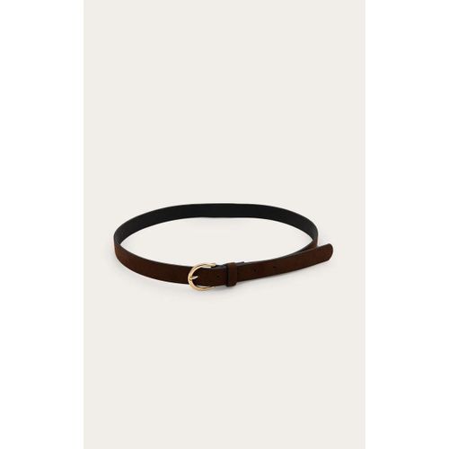 Ceinture Fine En Suédine Chocolat À Boucle Dorée En Demi-Lune, Chocolat