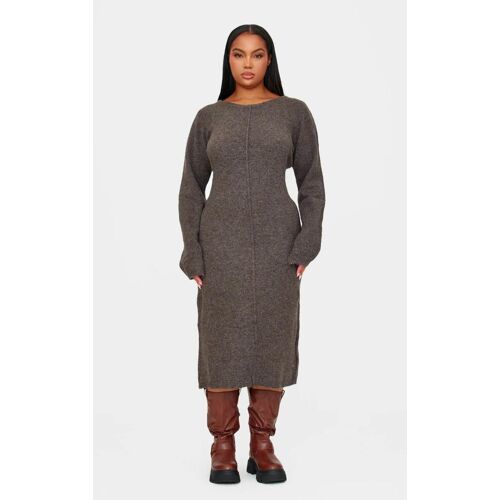 Renew Plus Robe Mi-Longue Chocolat À Coutures Apparentes, Chocolat