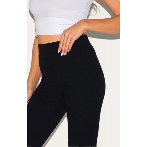 Short Cycliste Structuré Côtelé Noir Détail Contours, Noir