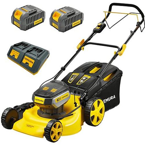 Tondeuse A Batterie 80V (2x40V) - Coupe 46cm - Autotractée + 2 Batteries 4Ah + Double Chargeur - Autonomi