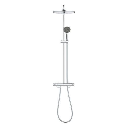 Colonne de douche thermostatique XXL Round 250 + Douchette 2 jets, Chrome (26816022)