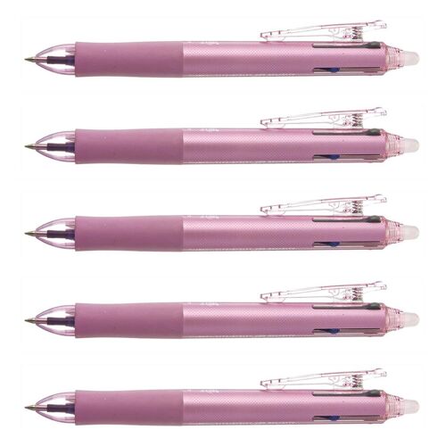 Pilot Lot De 5 Stylos Roller Frixion 4 Colors Pointe Fine Corps Rose