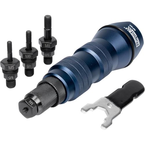 RAPID RP160 - Adaptateur Riveteuse pour Écrous à Rivet M4/M5/M6/M8, se Fixe sur une Perceuse/Visseuse pour Fixer les Écrous à Sertir dans la Tôle (5001483) Bleu