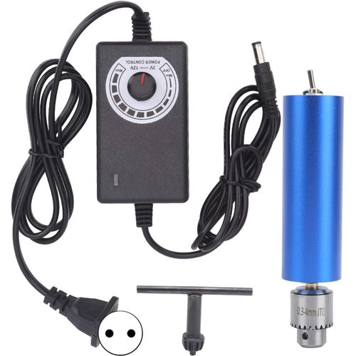 0.3Mm - Micro 4Mm Perceuse Portative en Aluminium, 13000 Tr/Min 3-12V Mini Perceuse à Main éLectrique avec RéGulation de Vitesse Pour Les Coupes de Bois, de MéTaux Tendres, de Carreaux Et de Plastique