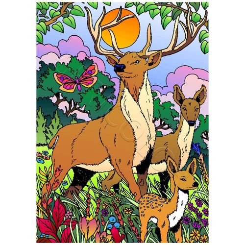 Tableau Velours Le Cerf Et Le Faon Sericolor