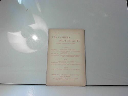 Les Cahiers Protestants N°4 Mai-Juin 1934