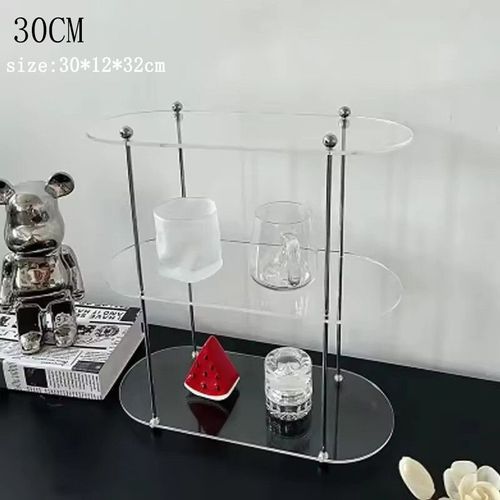 Support De Rangement En Acrylique,Organisateur De Bureau,Présentoir De Parfum,Bijoux Et Tasses,Étagère Décorative Amovible À 3 Couches - Type 30cm Oval Clear #B