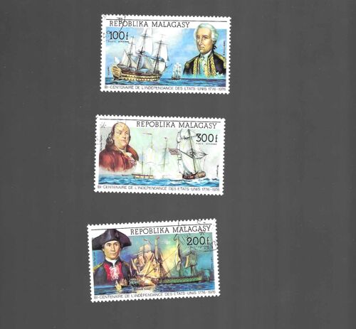 Madagascar - Lot 3 Timbres Oblitérés Bateaux 1976