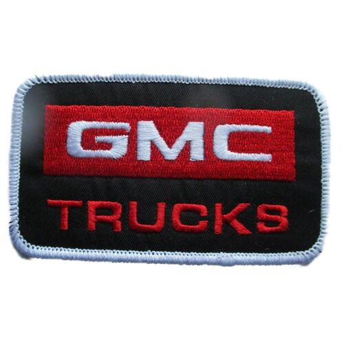 Patch Gmc Trucks Noir Rouge Rectangulaire 10x5.5 Cm Logo Thermocollant Ecusson